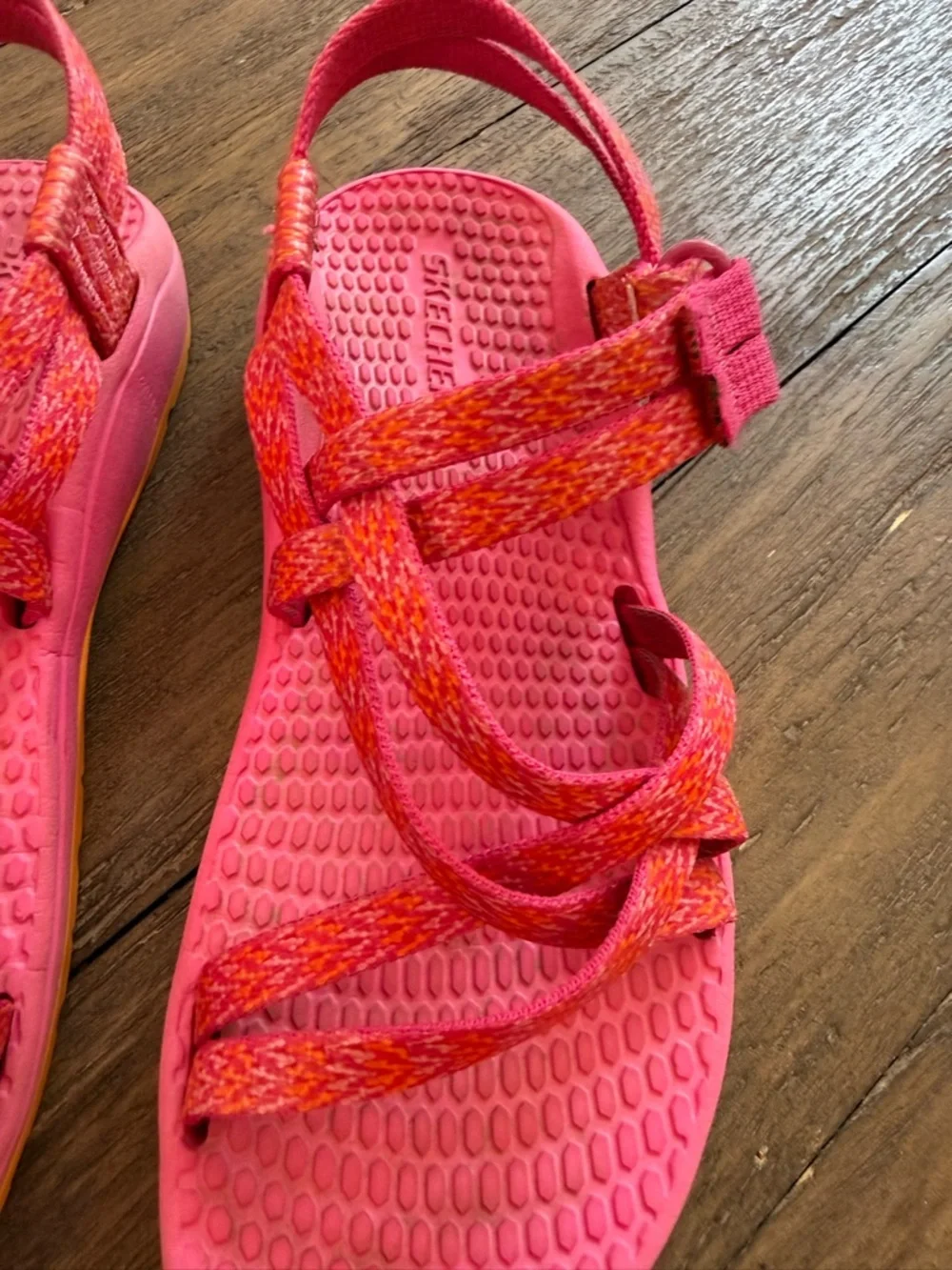 Skechers Girls Pink Sport Strappy Velcro Sandals Size 1 Youth Comfort Outdoor